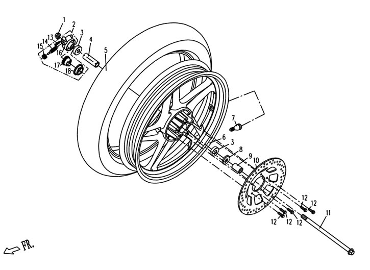Qlink Pegasus 150 Front Wheel Parts